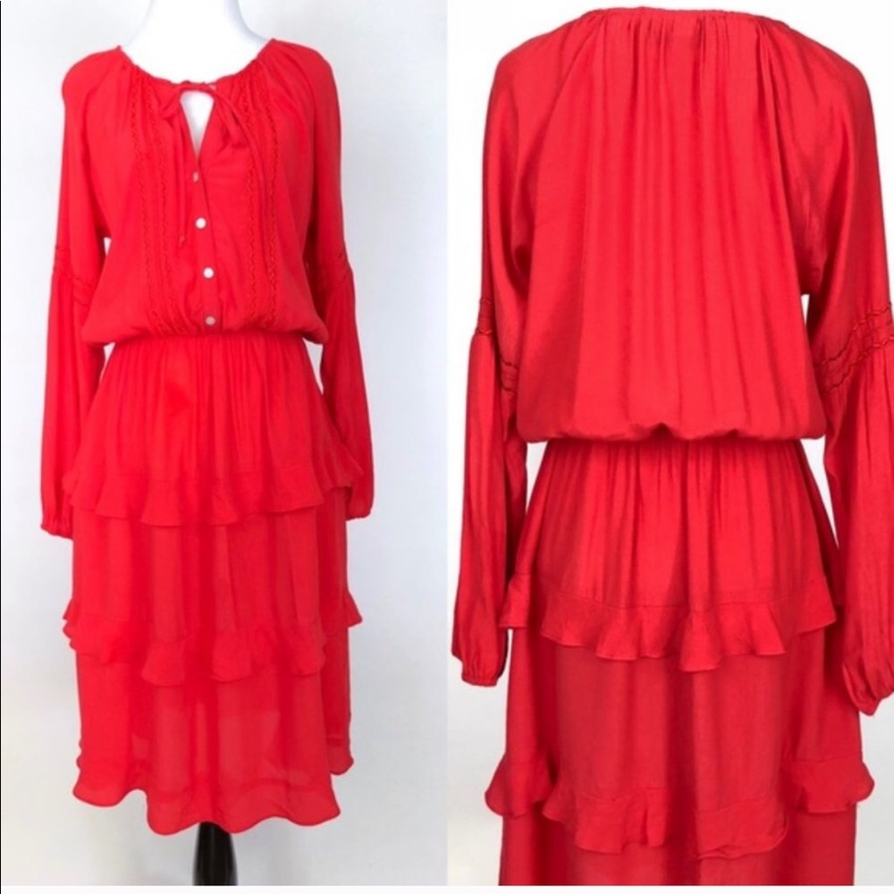 ANTHROPOLOGIE SUNDAY IN BROOKLYN Peasant Dress Red
